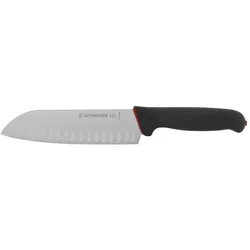 Schneider - S-Grip Santoku, mit Kullenschliff, Griff: schwarz, rot, 180 mm