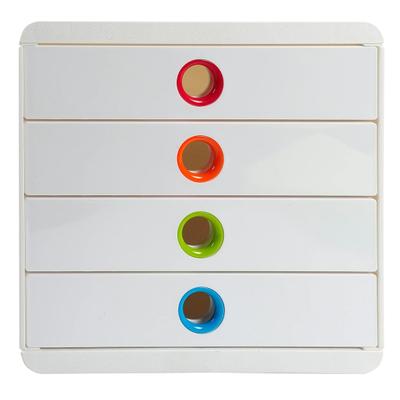 Exacompta 314398D 1x Schubladenbox POP-BOX mit 4 geschlossenen Laden - Weiss/Harlekin