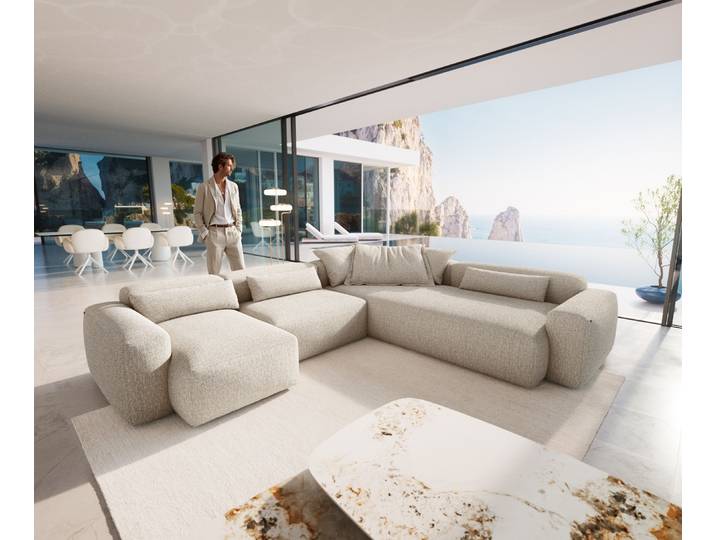 Wohnlandschaft Freestyle Pure 360x290 cm Webstoff Soft Beige, Sofas