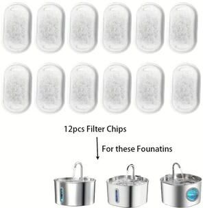 Inspired Finds Premium Cat Water Fountain Replacement Filters 12 24 Pack For Automatic Pet Water Dispensers 12pcs