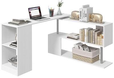 No Rotating Corner Computer Desk Modern L-Shaped Home Office