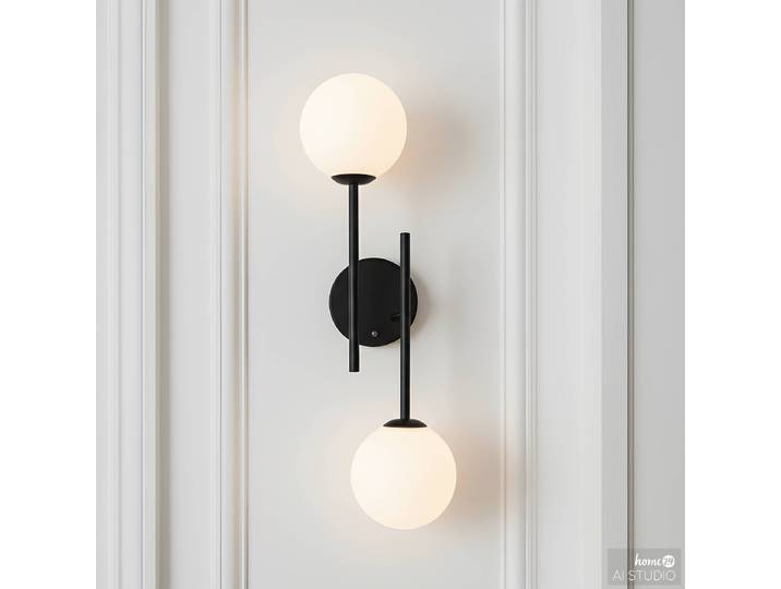 Akku-Wandleuchte RIGI 18 x 50 x 22cm Schwarz/Weiß/Schwarz Schirm: Opalglas Gestell: Eisen, pulverbeschichtet LED LED-Platine