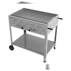ChattenGlut Professional 4er Holzkohle Bräter Standgerät mobil Grill mit Einzelne Edelstahlstäbe als Rost 810X530x800mm