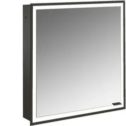 Emco prime Unterputz-Lichtspiegelschrank 949713569 600x730mm, 1 Tür, Anschlag links, schwarz/spiegel