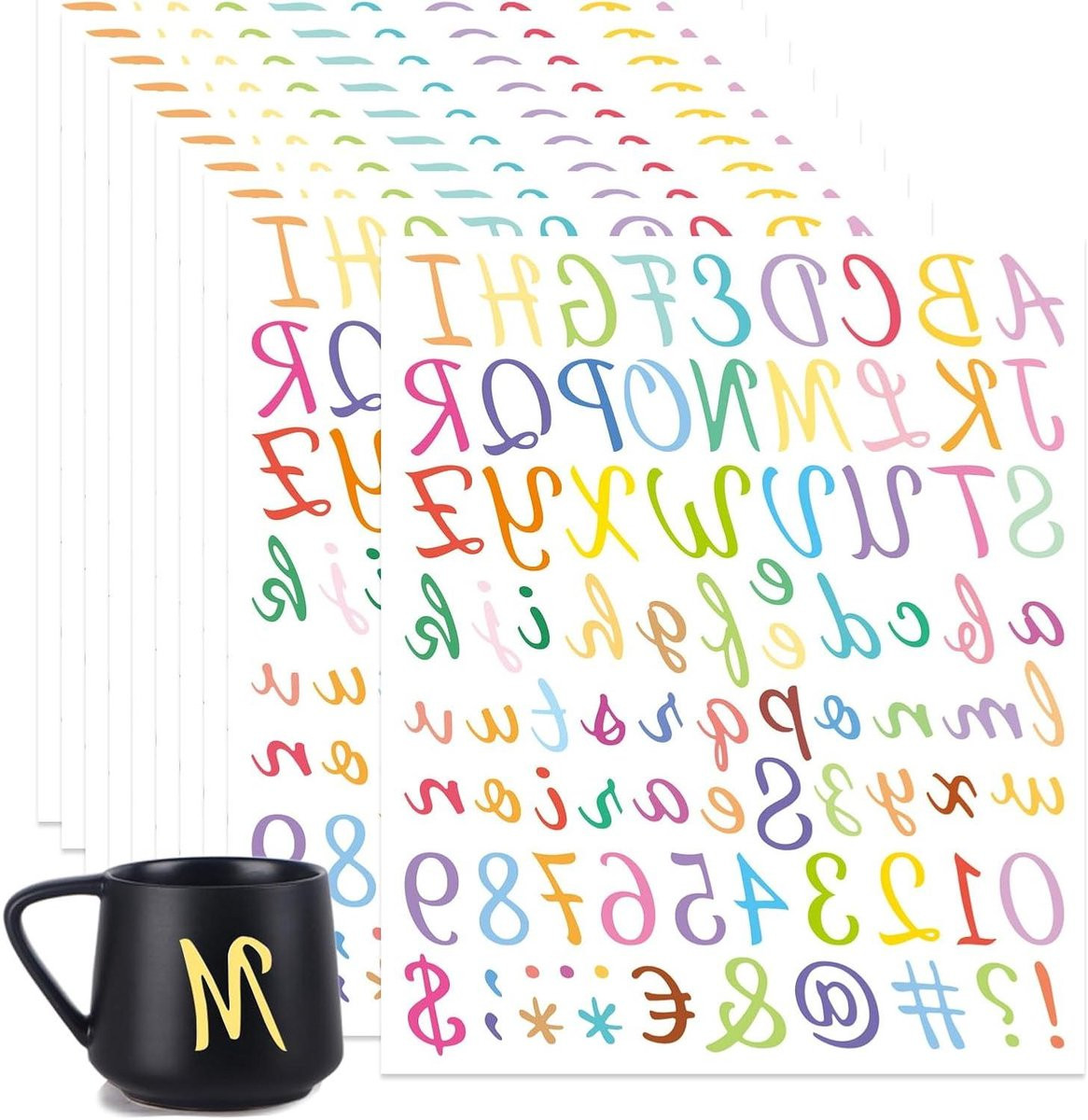 Alfabet Stickers - 10 Vellen Kleurrijke Letterstickers met Pincet voor Decoratie en Organisatie