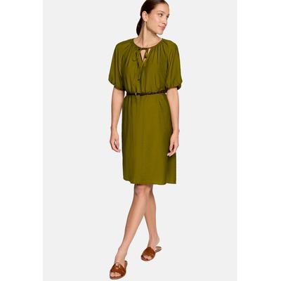 Druckkleid ZERO "Damen mit Gürtel", Damen, Gr. 44, Normalgrößen, Stoff, grün (fir grün), Stoff, Obermaterial: 85% Viskose, 15% Polyamid, loose fit kurz, Rundhals, Kleider Druckkleid, Material