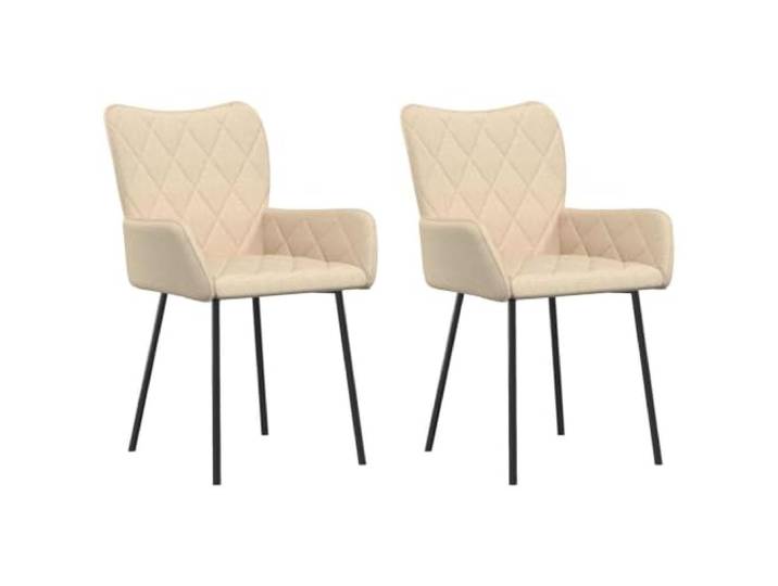 Coespram Esszimmerstühle 2er Set Creme Stoff Polsterstuhl Metallgestell Ergonomische Armlehnsessel mit schlichtem Design und Schaumstoffpolsterung für höchsten Komfort im Esszimmer oder Wohnraum.