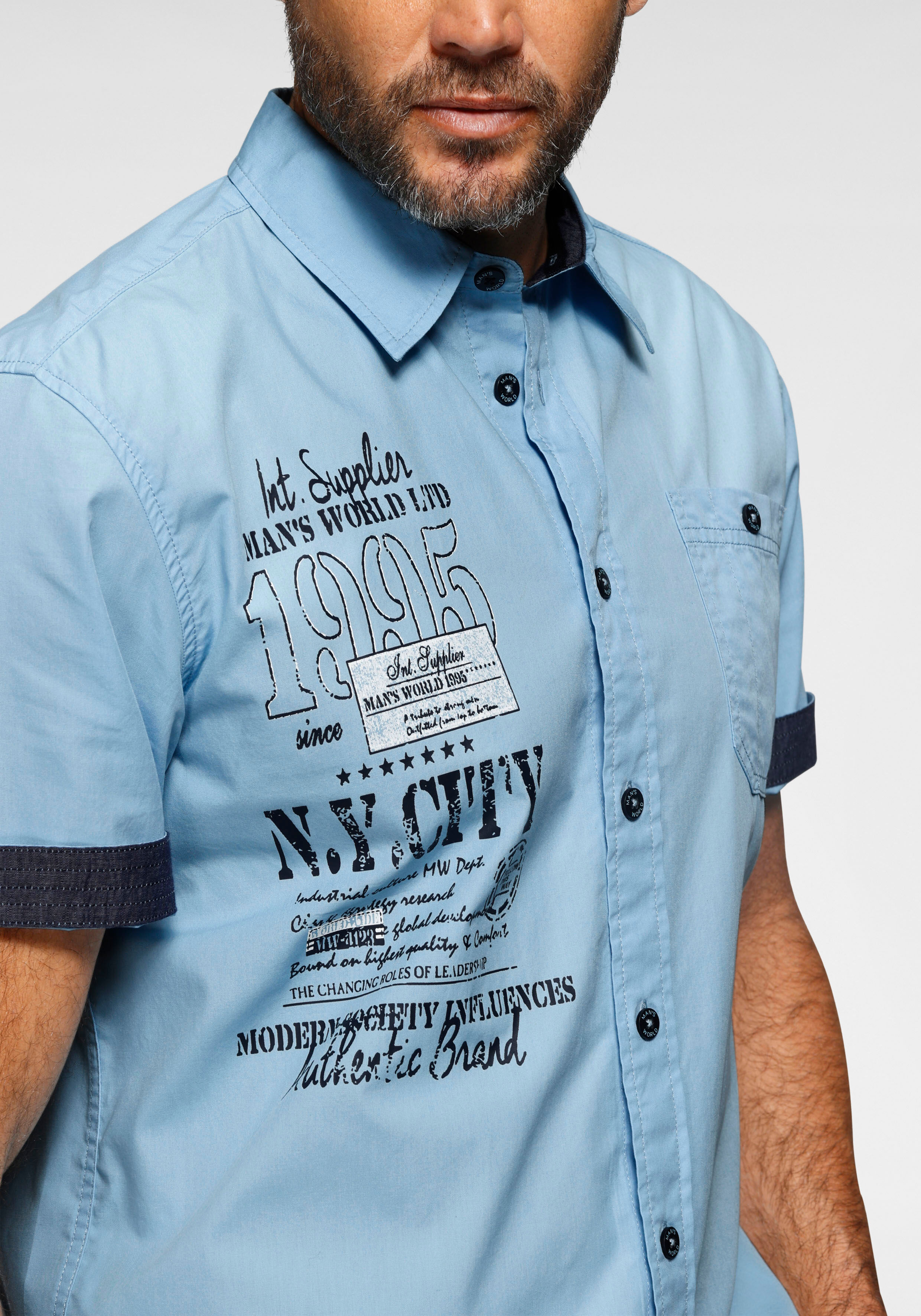 Man's World Mans World mit Print hellblau 4XL (49/50), N-Gr