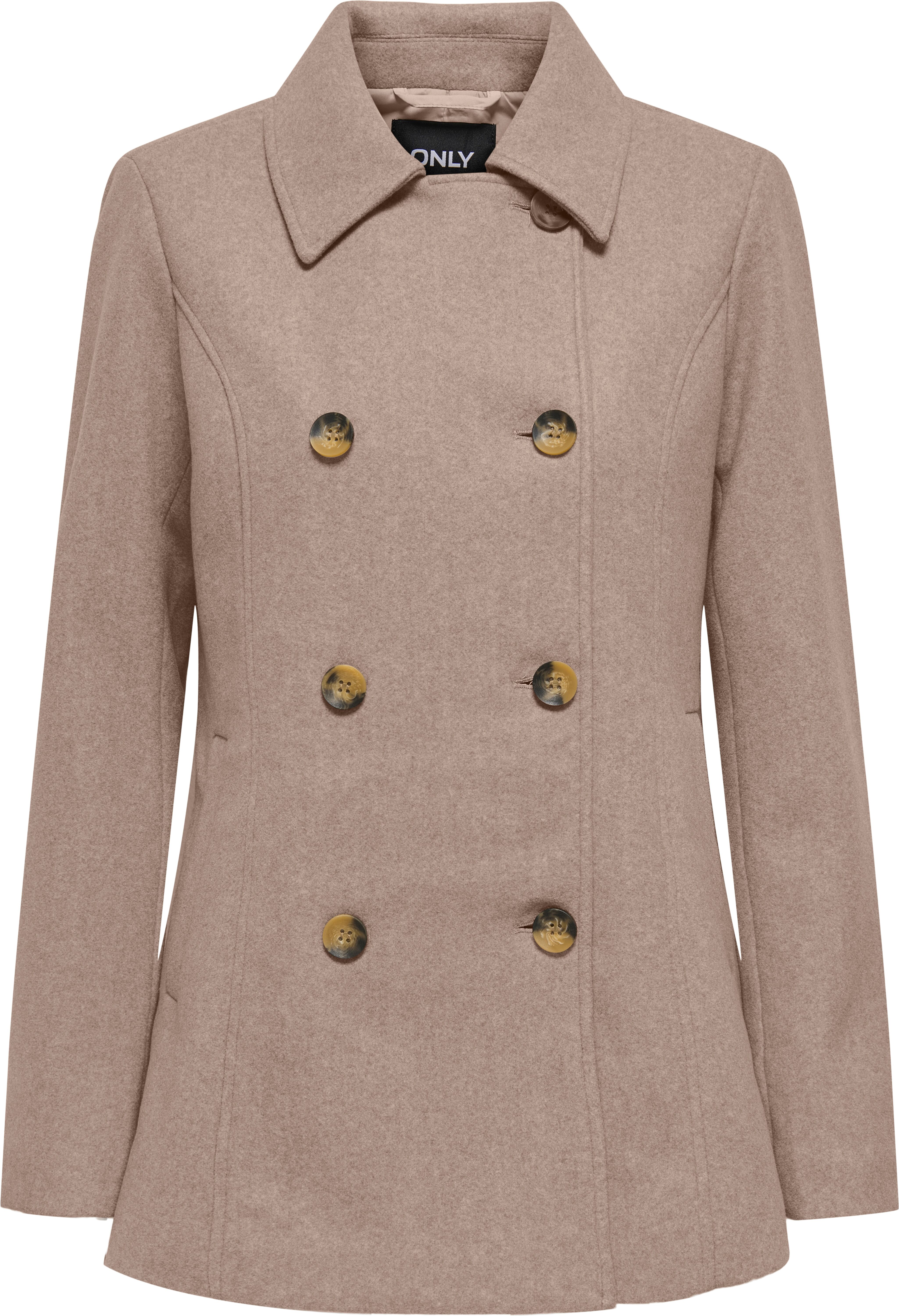 Kurzmantel ONLY "ONLBLAKE PEACOAT CC OTW", Damen, Gr. S, beige (mocha meringue detail:melange), Web, Obermaterial: 100% Polyester, meliert, hüftbedeckend, Mäntel Kurzmantel, Kunstfaser mocha meringue detail:melange S