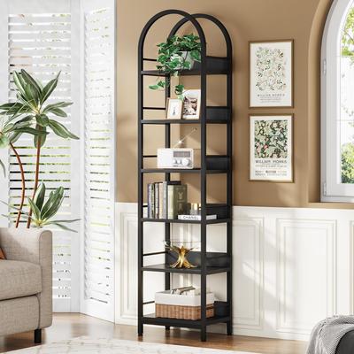 YUZHOU "6 Tiers 78.7"" Tall Narrow Arched Open Bookshelf"