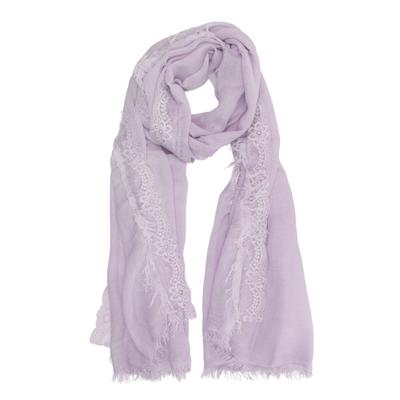 Modeschal "Elsa", Damen, lila (mauve), Viskose, COLLEZIONE ALESSANDRO, unifarben, Basic, Modetücher, aus Naturmaterial, mit Spitze