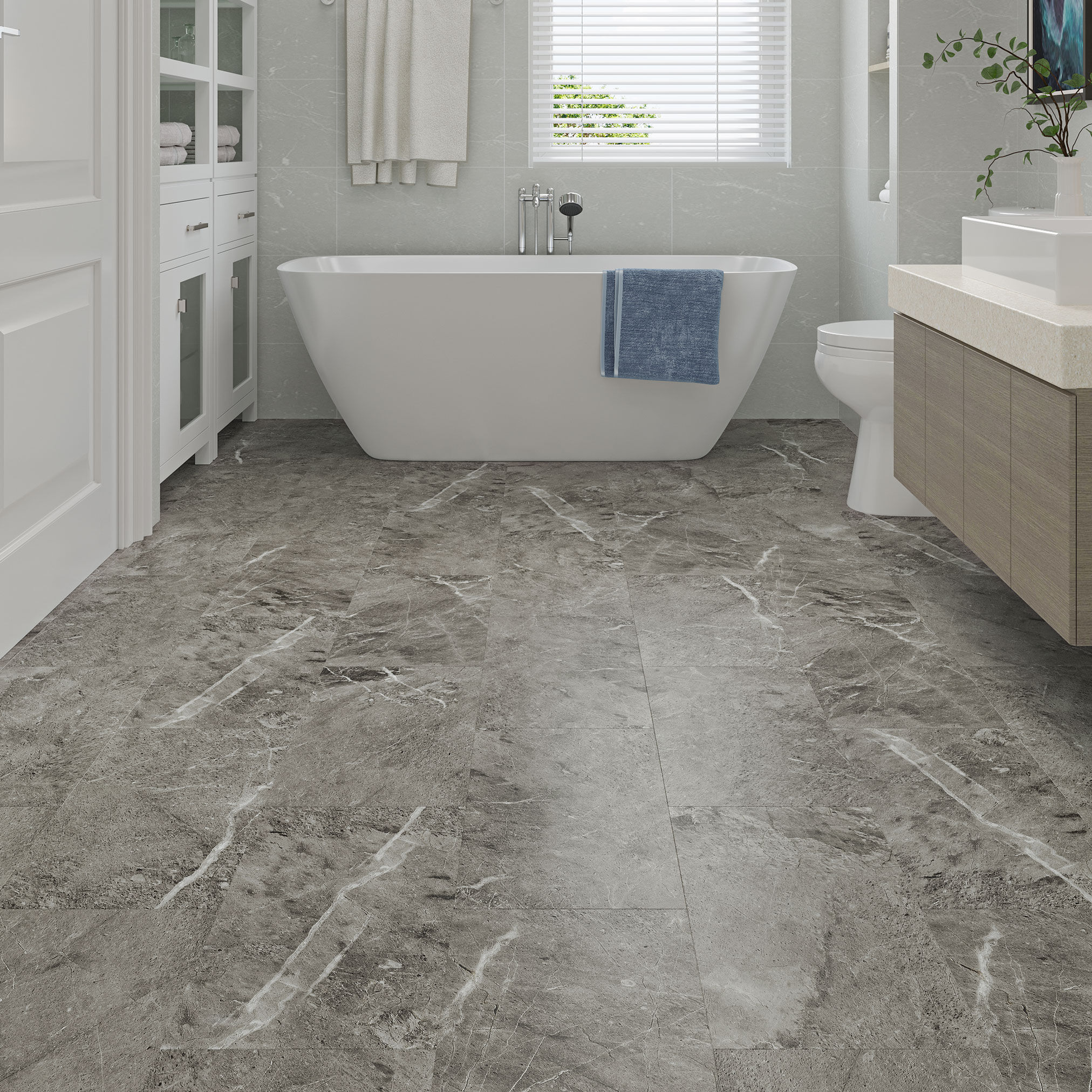 Luxury Flooring Grey 6.5mm Stone Tile Effect LVT Luxury Vinyl SPC Click Flooring