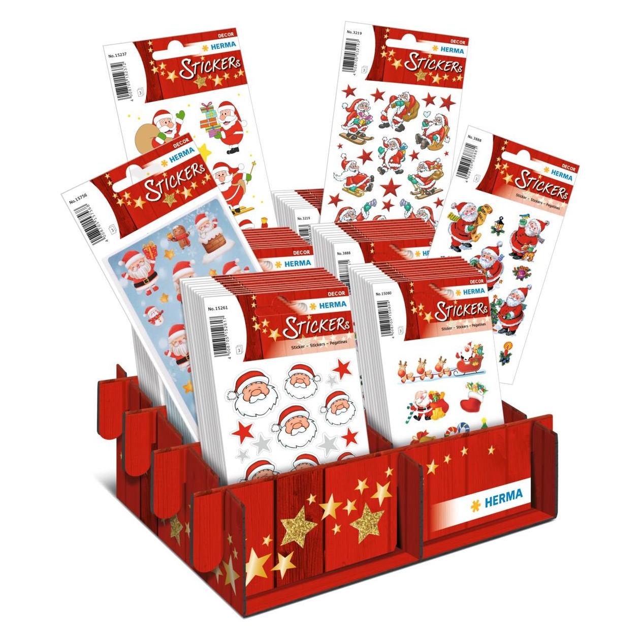 Herma Weihnachts-Sticker DECOR Nikolaus & Co., Display Karton-Display mit weihnachtlichem Aufdruck (60 Sticker) (15236)