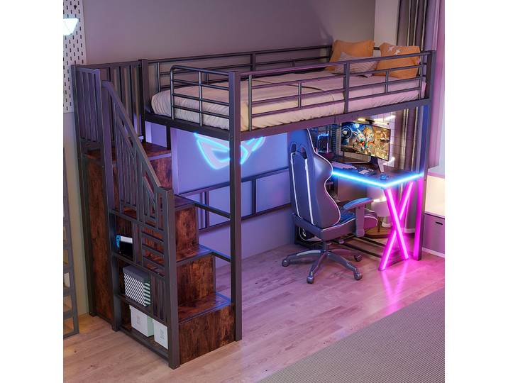 Lit Mezzanine 90x200 Avec Bureau Et Rangement Havrya
