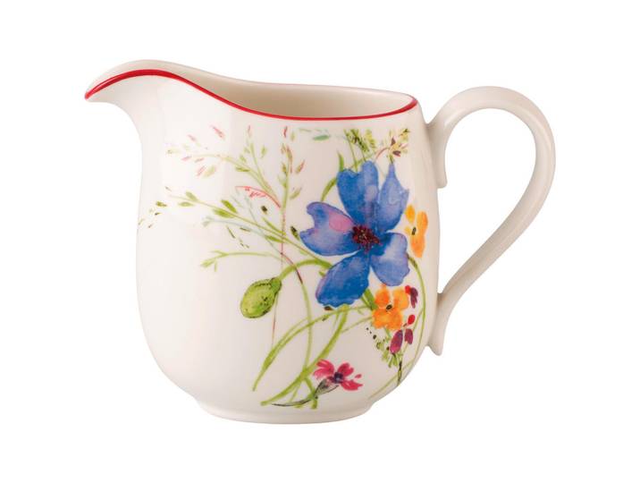 Villeroy & Boch Milchkännchen Mariefleur Basic, Mehrfarbig, Weiß, Keramik, Floral, 300 ml, 0.3 cm, Ausgießer, Geschirr, Kannen & Karaffen, Milchkännchen