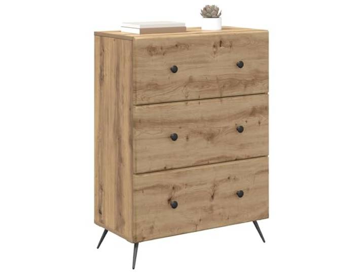KTHLBRH Schrank mit Schubladen 66 x 34,5 x 90 cm aus technischem Holz Schiebetüren, verstellbare Einlegeböden, Metallrahmen, Kapazität 60 kg, handwerkliche Eiche