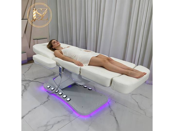 Ensemble de lit électrique blanc essentiel pour clinique de beauté, réglable, multifonctionnel, confortable, lit de salon, chaise