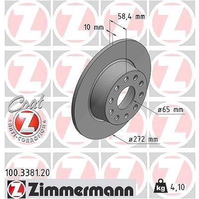 Zimmermann Bremsscheibe [Hersteller-Nr. 100.3381.20] für Audi, VW, Skoda