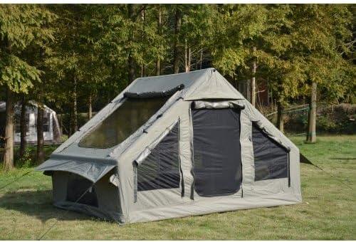 Aufblasbares Zelt mit Ofen Durchführung, 300D Baumwoll-Zelt wasserdicht PU3000, Familienzelt Hot Tent, Stove Jack, Schnellaufbau für Camping Garten Glamping 4-6 Personen