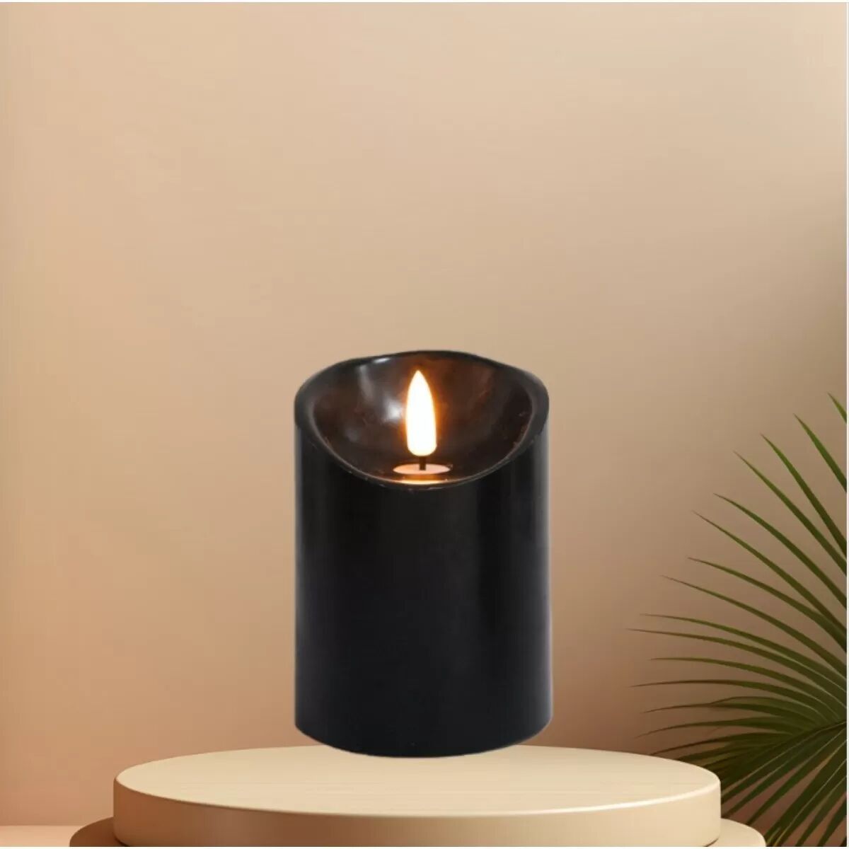 INF Magische Schwarze Serie LED Flammenlose Kerze (7,5cm x 12,5cm) - Kreatives Nachtlicht