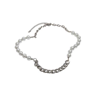 Edelstahlkette URBAN CLASSICS "Urban Classics Unisex Pearl Various Chain Necklace", weiß (silber), Halsketten, Herren, onesize, Eisen, Edelstahlkette