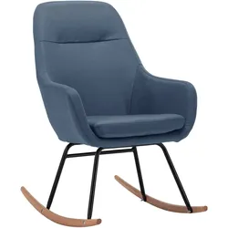 Décoshop26 - Gepolsterter bequemer Schaukelstuhl zum Stillen für das Wohnzimmer in blauem Stoff DEC028897 DEC028897