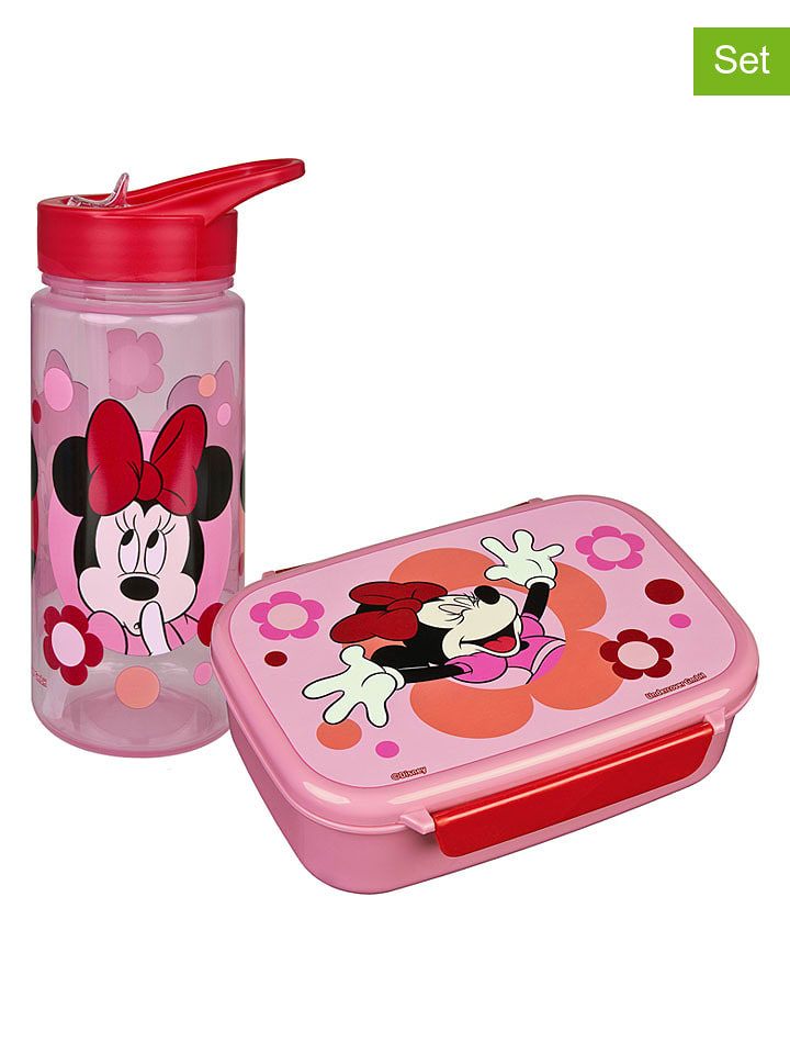 SCOOLI 2tlg. Set: Brotzeitdose und Trinkflasche "Minnie Mouse" in Rosa - onesize