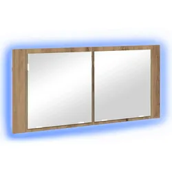 vidaXL LED Spiegel-Schrank mit Tür Eiche handwerklich 100 x 12 x 45 cm