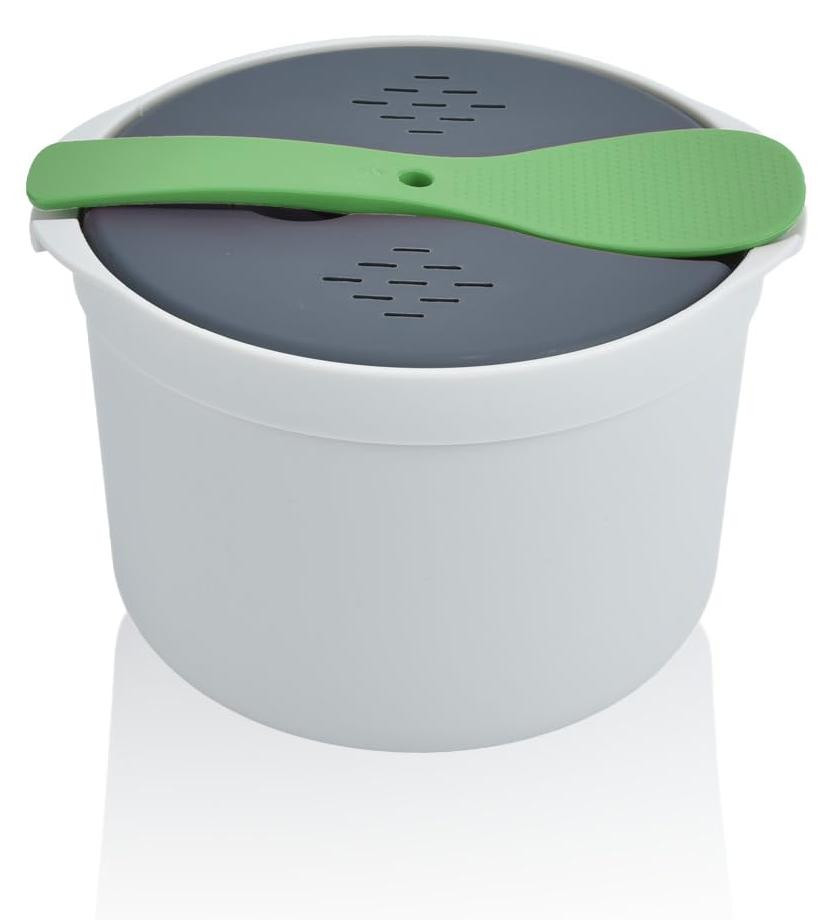 Dripio Rijstkoker voor de magnetron, 2 liter, met antiaanbaklaag, groen