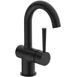 Schütte Waschtischarmatur CORNWALL, Wasserhahn Bad mit Ablaufgarnitur, Mischbatterie Waschbecken mit Pop Up Stöpsel Schwarz matt