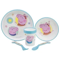 Disney Interactive Studios, Kindergeschirr + Kinderbesteck, 5-Teiliges Essenset Peppa Pig