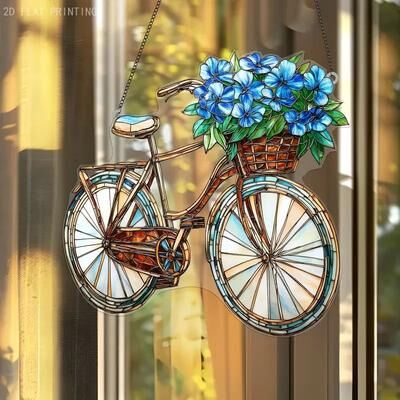Uplift Treasures Lavender Bicycle Light Catcher Window Decor lavender Bicycle B