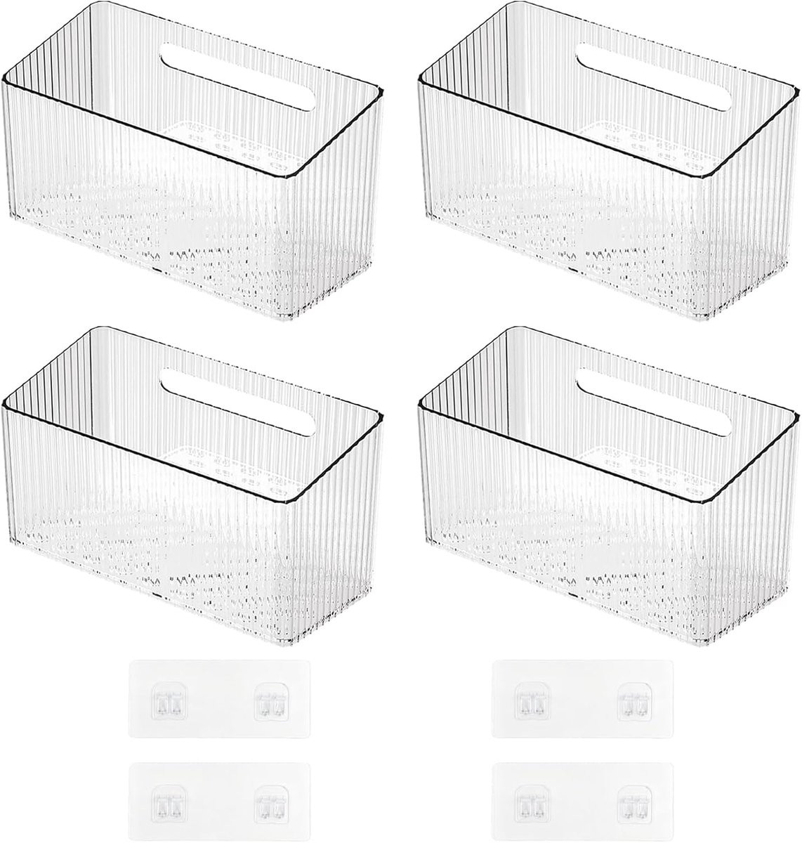 4-delige transparante zelfklevende wandopbergdozen van plastic voor keuken en badkamer