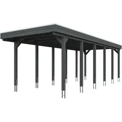Skan Holz Friesland - Flachdach Einzelcarport Profil - Breite 314 cm Nadelholz Gr. 3 - 314 x 860 cm Aluminium Dachplatten mit Trapezprofil (unbehandelt) schiefergrau Holzcarport