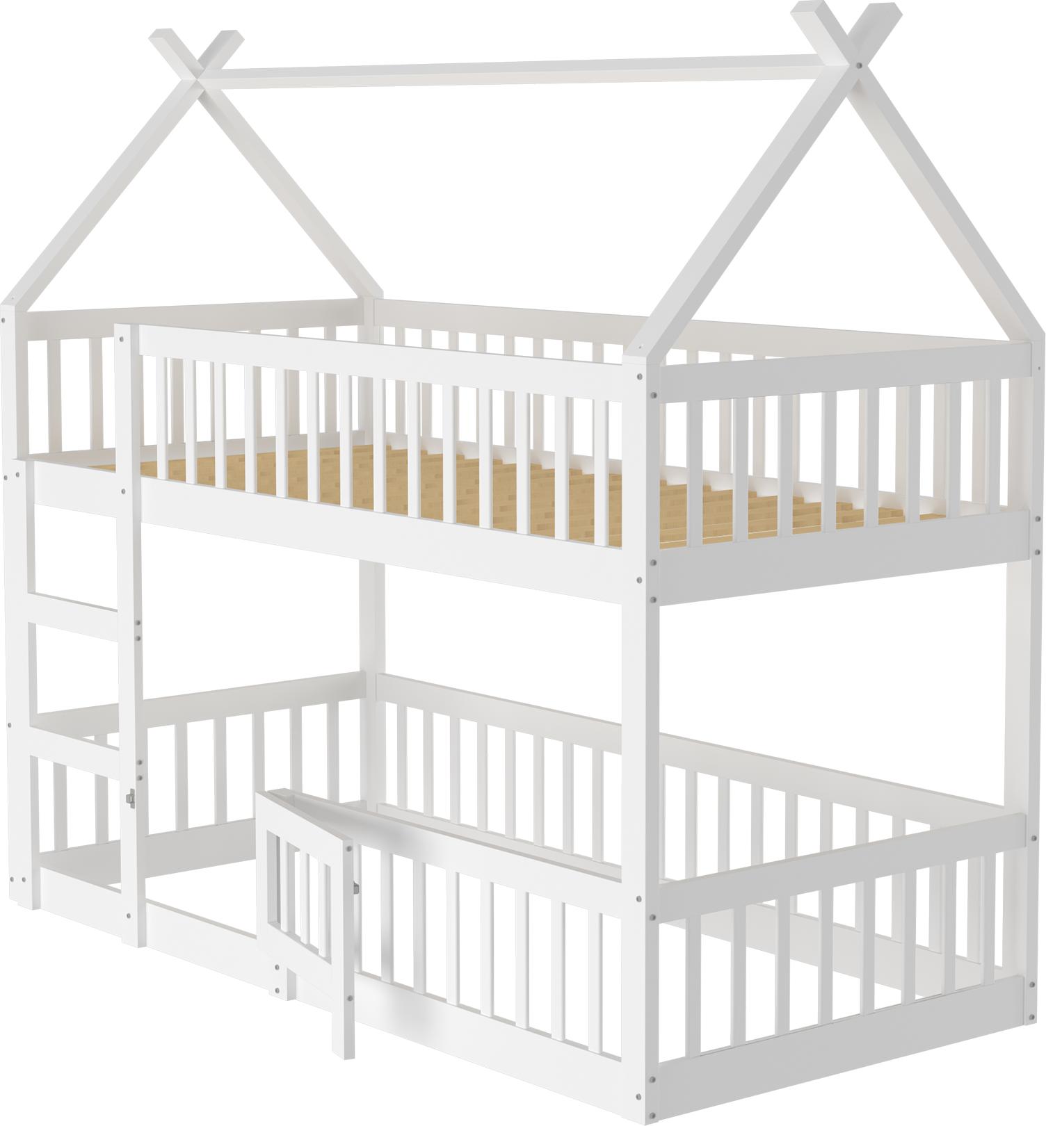 Kinder-Etagenbett 90*200 cm, Kinder-Familienbett, Etagenbett mit Treppe, Loft Design, Massivholz-Etagenbett-Rahmen
