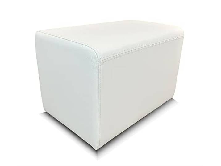 Quattro Meble Weißes Echtleder Hocker 60x40x40cm Sitzhocker Rindsleder Sitzwürfel Fußhocker Polsterhocker Echt Leder Puff Farbe Pure White