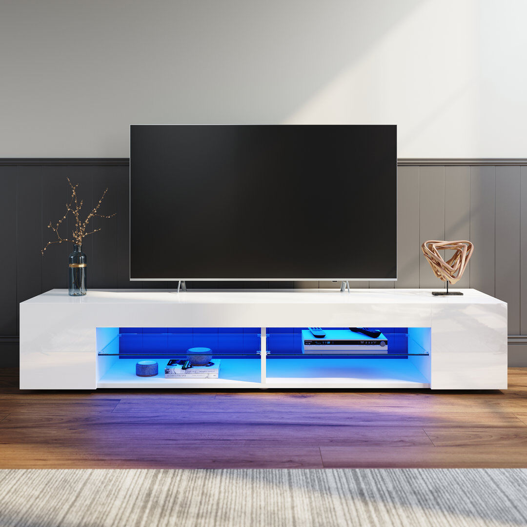 17 Stories RGB Ambient Lighting TV cabinet, with leveling feet Black 30cmH x 135cmL x 39cmW