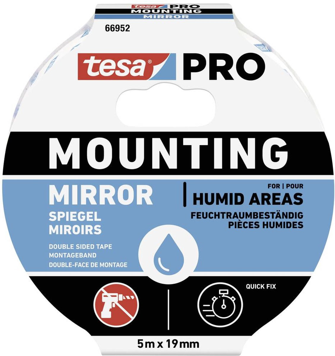 tesa Mounting PRO spiegelmontagetape 66952 wit 5 m x 19 mm