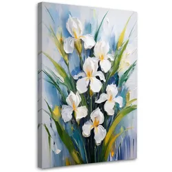 WANDBILD weiße iris bemalte blumen