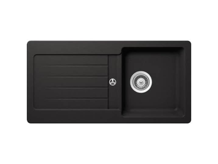 Respekta Évier en granit massif Atlanta noir mat / 1 bac Évier encastré 86 x 43\,5 cm/Évier adapté aux meubles sous évier à partir de 45 cm de largeur