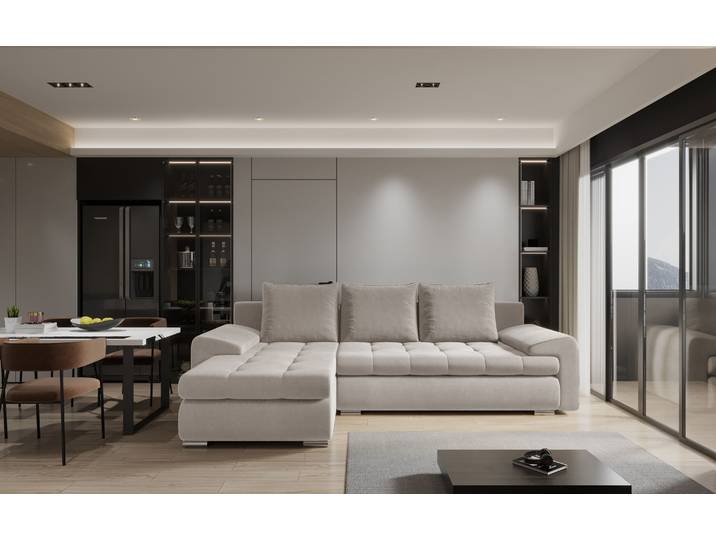 Kaiser Möbel Elegantes und modernes Ecksofa TOMI Castel KaltesBeige Links