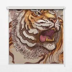 INNENROLLO - Fensterrollo - Rollo - 100x140 cm - Tiger in Blumen