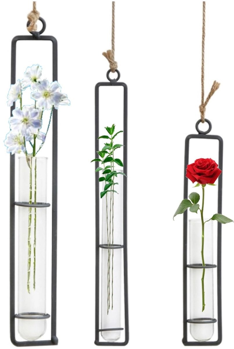 Solidchoice - Set van 3 creatieve wrought iron vazen