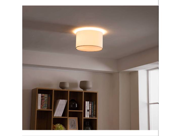 Deckenleuchte Summa Small 30 x 21 x 30cm Grau/Grau Baumwollstoff E27