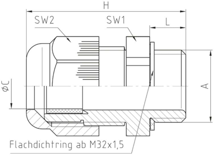 Jacob Kabelverschraubung M 50/PG 42 5042M50PA12/7035 RAL7035)