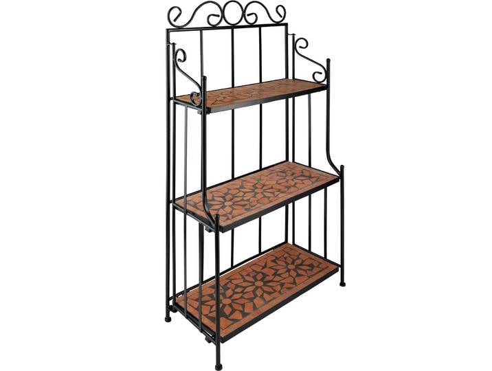 Etagère pour plantes mosaïque 3 niveaux - marron terracotta