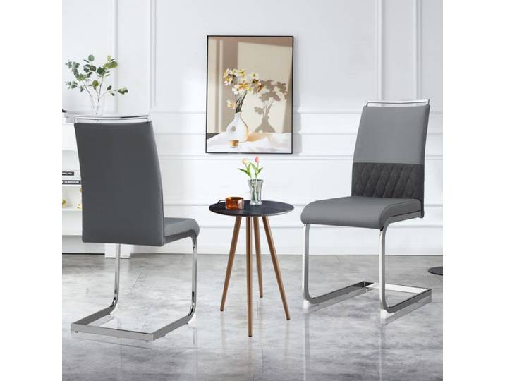 Chaises Salle A Manger Lot De 2 Gris Chaises Modernes FloraGrace Pour Cuisine Et Salle A Manger Faciles A Monter 48x45x95cm