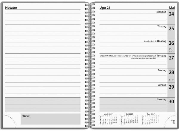 Mayland 2027 Kalender, Uge, Tværformat