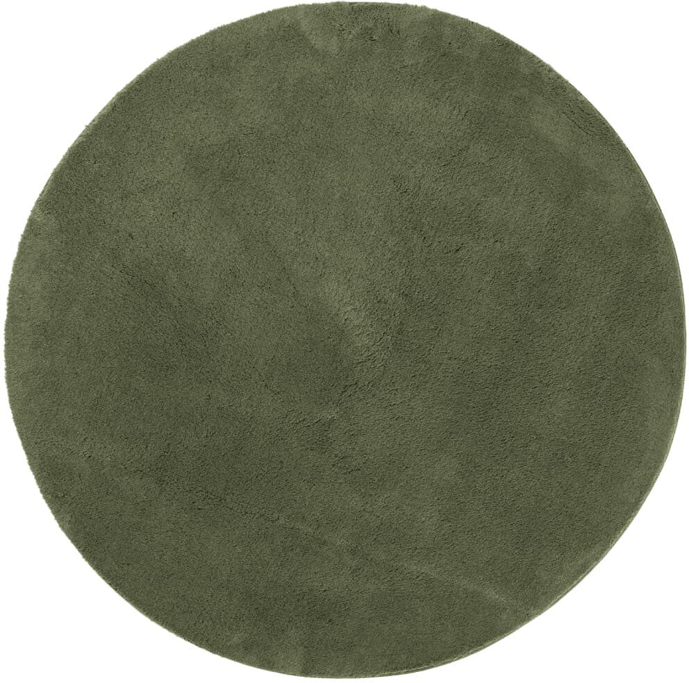 17 Stories Rug "HUARTE" Short Pile Soft and Washable Forest Green Forest green Round 200cm