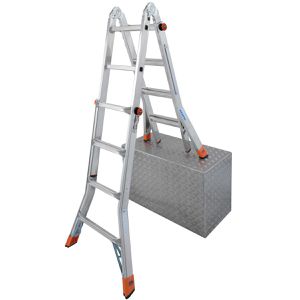 Krause Teleskopleiter Monto TeleMatic, 129956, Länge 4,25m, mit Treppenfunktion, aus Aluminium, mit 4 x 4 Sprossen